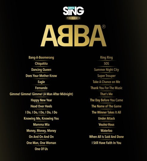 ABBA | Let's Sing presents ABBA - Ravenscourt dévoile la playlist du jeu et annonce que celui-ci sortira le 13 octobre 2022 !